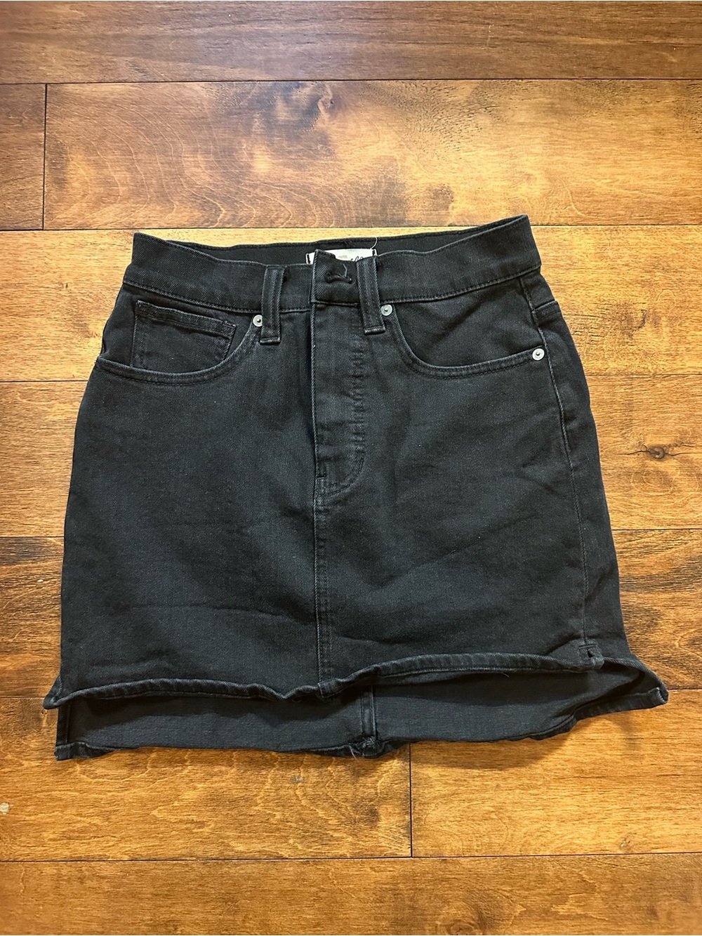 Madewell High-Rise Black Denim Mini Skirt